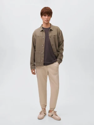 MANGO TEEN - Joggery z bawełny z troczkami lodowy szary - - Chłopak