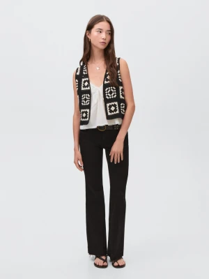 MANGO TEEN - Kamizelka z szydełkowej dzianiny czarny - - Dziewczyna