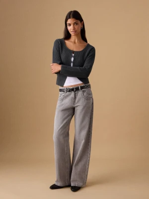 MANGO TEEN - Kardigan z dzianiny na guziki antracytowy - - Dziewczyna