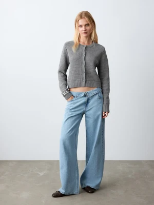 MANGO TEEN - Kardigan z dzianiny na guziki szary - - Dziewczyna