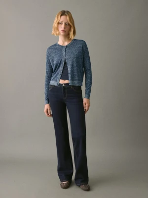 MANGO TEEN - Kardigan z lureksu granatowy - - Dziewczyna