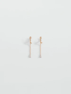 MANGO TEEN - Kolczyki nitka z kamieniem złoty - Rozmiar uniwersalny - Dziewczyna