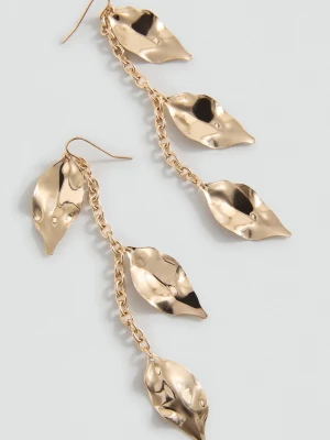 MANGO TEEN - Kolczyki z zawieszkami w kształcie liści złoty - Rozmiar uniwersalny - Dziewczyna