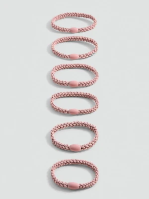 MANGO TEEN - Komplet 6 gumek do włosów pastelowy róż - Rozmiar uniwersalny - Dziewczyna