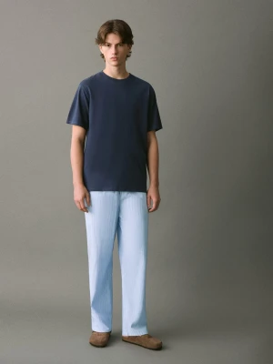 MANGO TEEN - Komplet piżama bawełniana granatowy - - Chłopak