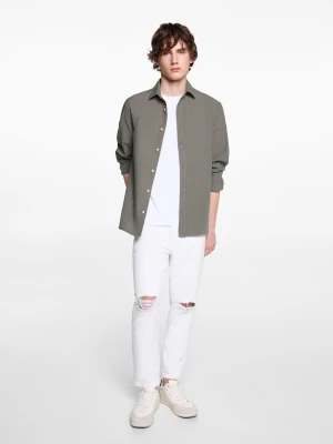 MANGO TEEN - Koszula bawełniana regular fit khaki - - Chłopak