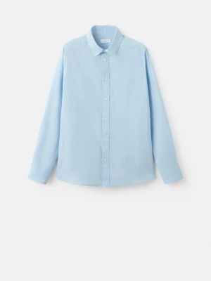 MANGO TEEN - Koszula lniana na guziki błękitny - - Chłopak