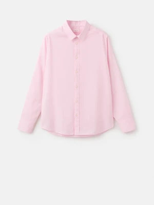 MANGO TEEN - Koszula lniana na guziki różowy - - Chłopak