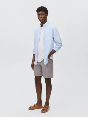MANGO TEEN - Koszula z tkaniny Oxford w paski błękitny - - Chłopak