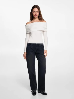 MANGO TEEN - Koszulka off shoulder złamana biel - - Dziewczyna