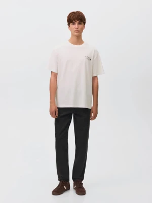MANGO TEEN - Koszulka oversize z bawełny złamana biel - - Chłopak