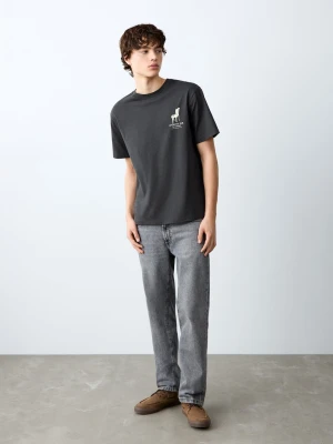 MANGO TEEN - Koszulka ze wzorem i krótkimi rękawami antracytowy - - Chłopak