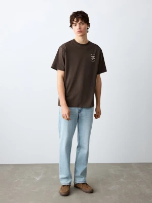 MANGO TEEN - Koszulka ze wzorem i krótkimi rękawami brązowy - - Chłopak