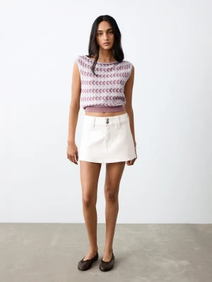 MANGO TEEN - Krótka spódnica dżinsowa złamana biel - - Dziewczyna