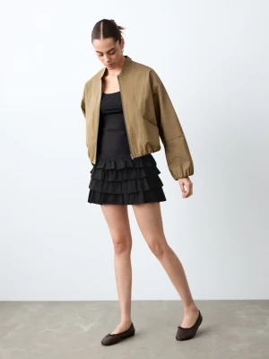 MANGO TEEN - Krótka spódnica z falbanami czarny - - Dziewczyna