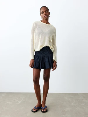 MANGO TEEN - Krótka spódnica z falbanami granatowy - - Dziewczyna