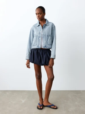 MANGO TEEN - Kurtka dżinsowa z kieszeniami średni niebieski - - Dziewczyna