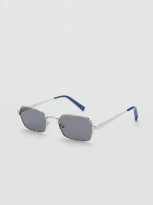 MANGO TEEN - Kwadratowe okulary przeciwsłoneczne w metalowej oprawce srebrny - Rozmiar uniwersalny - Dziewczyna