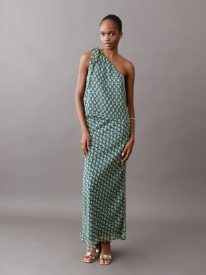 MANGO TEEN - Lejąca wzorzysta spódnica ciemnoniebieski - - Dziewczyna