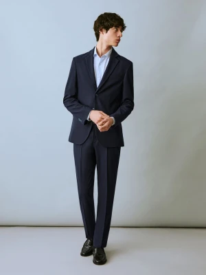MANGO TEEN - Marynarka slim fit z piki granatowy - - Chłopak