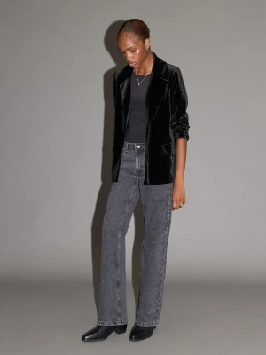 MANGO TEEN - Marynarka z aksamitu czarny - - Dziewczyna