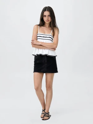 MANGO TEEN - Minispódniczka z nitami black denim - - Dziewczyna