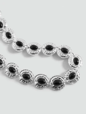 MANGO TEEN - Naszyjnik choker z metaliczną aplikacją srebrny - Rozmiar uniwersalny - Dziewczyna
