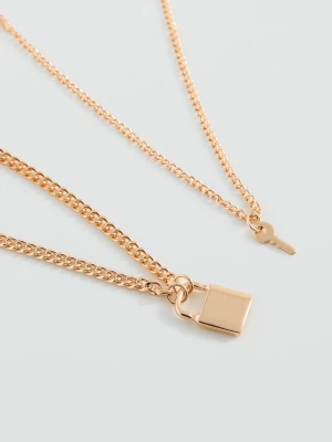 MANGO TEEN - Naszyjnik łańcuszek z kłódką złoty - Rozmiar uniwersalny - Dziewczyna