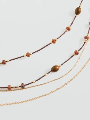 MANGO TEEN - Naszyjnik z kilku łańcuszków brązowy - Rozmiar uniwersalny - Dziewczyna