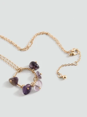 MANGO TEEN - Naszyjnik z wisiorem z kamieni złoty - Rozmiar uniwersalny - Dziewczyna