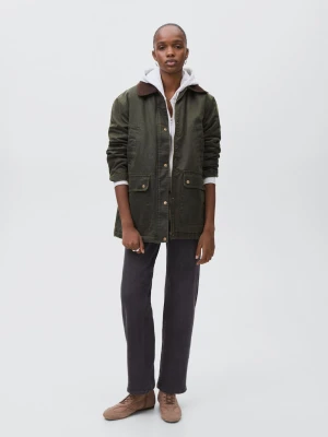 MANGO TEEN - Parka z efektem woskowania zielony - - Dziewczyna