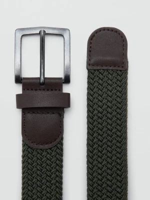 MANGO TEEN - Pleciony elastyczny pasek khaki - - Chłopak