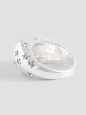 MANGO TEEN - Pierścionek z gwiazdkami srebrny - Rozmiar uniwersalny - Dziewczyna
