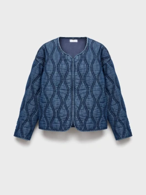MANGO TEEN - Pikowana kurtka denim ciemnoniebieski - - Dziewczyna