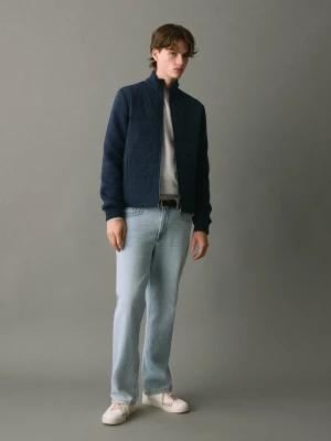 MANGO TEEN - Pikowana nieprzemakalna kurtka w romby granatowy - - Chłopak