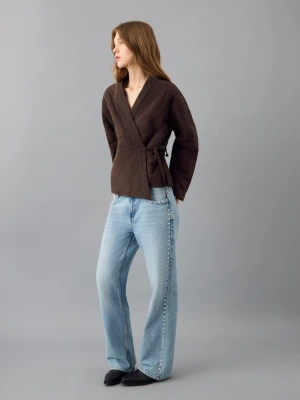 MANGO TEEN - Pikowane kimono z wiązaniem brązowy - - Dziewczyna