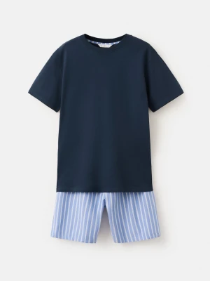 MANGO TEEN - Piżama w paski z krótkimi nogawkami granatowy - - Chłopak