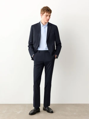 Proste, garniturowe spodnie granatowy - Chłopak - - MANGO TEEN