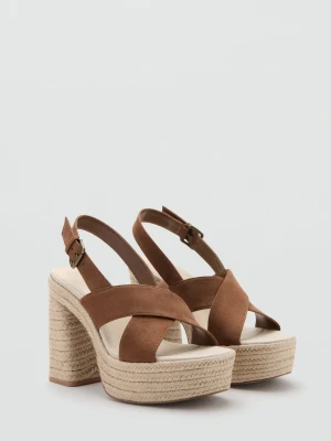 Sandały z paskami z esparto brązowy - Dziewczyna - - MANGO TEEN