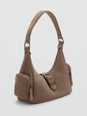 MANGO TEEN - Skórzana torebka ze sprzączką średni brązowy - Rozmiar uniwersalny - Dziewczyna