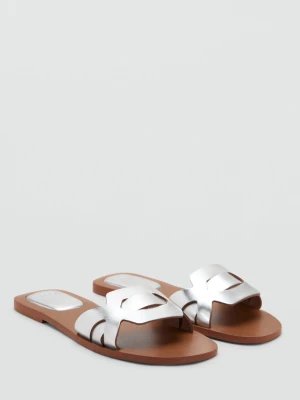 Skórzane sandały z pasków srebrny - Dziewczyna - - MANGO TEEN