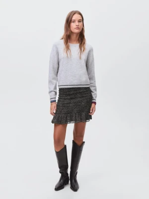 MANGO TEEN - Spódnica z falbaną w panterkę czarny - - Dziewczyna