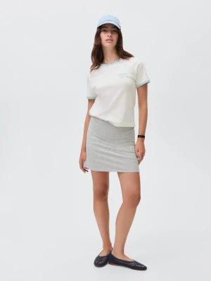 MANGO TEEN - Spódnica z wbudowanymi spodenkami z dzianiny jasnoszary - - Dziewczyna