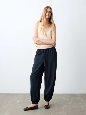 Spodnie balloon z bawełny granatowy - Dziewczyna - - MANGO TEEN