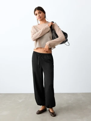 Spodnie balloon z satyny czarny - Dziewczyna - - MANGO TEEN