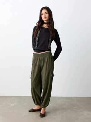 Spodnie balloon z wiązaniami khaki - Dziewczyna - - MANGO TEEN