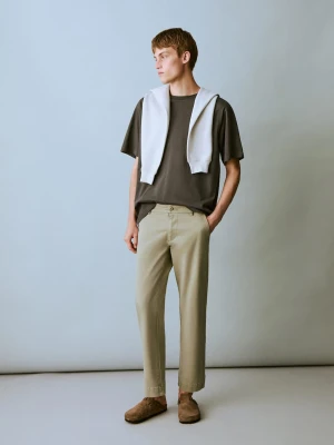 MANGO TEEN - Spodnie chinos straight fit miętowa zieleń - - Chłopak