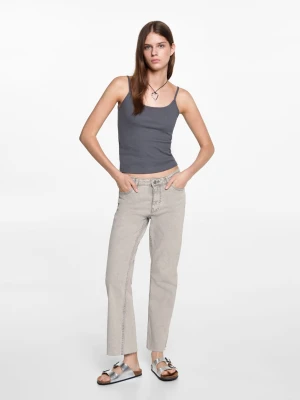 MANGO TEEN - Spodnie dżinsowe flare crop szary denim - - Dziewczyna