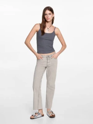 MANGO TEEN - Spodnie dżinsowe flare crop szary denim - - Dziewczyna