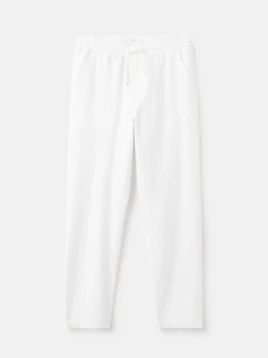MANGO TEEN - Spodnie o prostym kroju z bawełny i lnu biały - - Chłopak